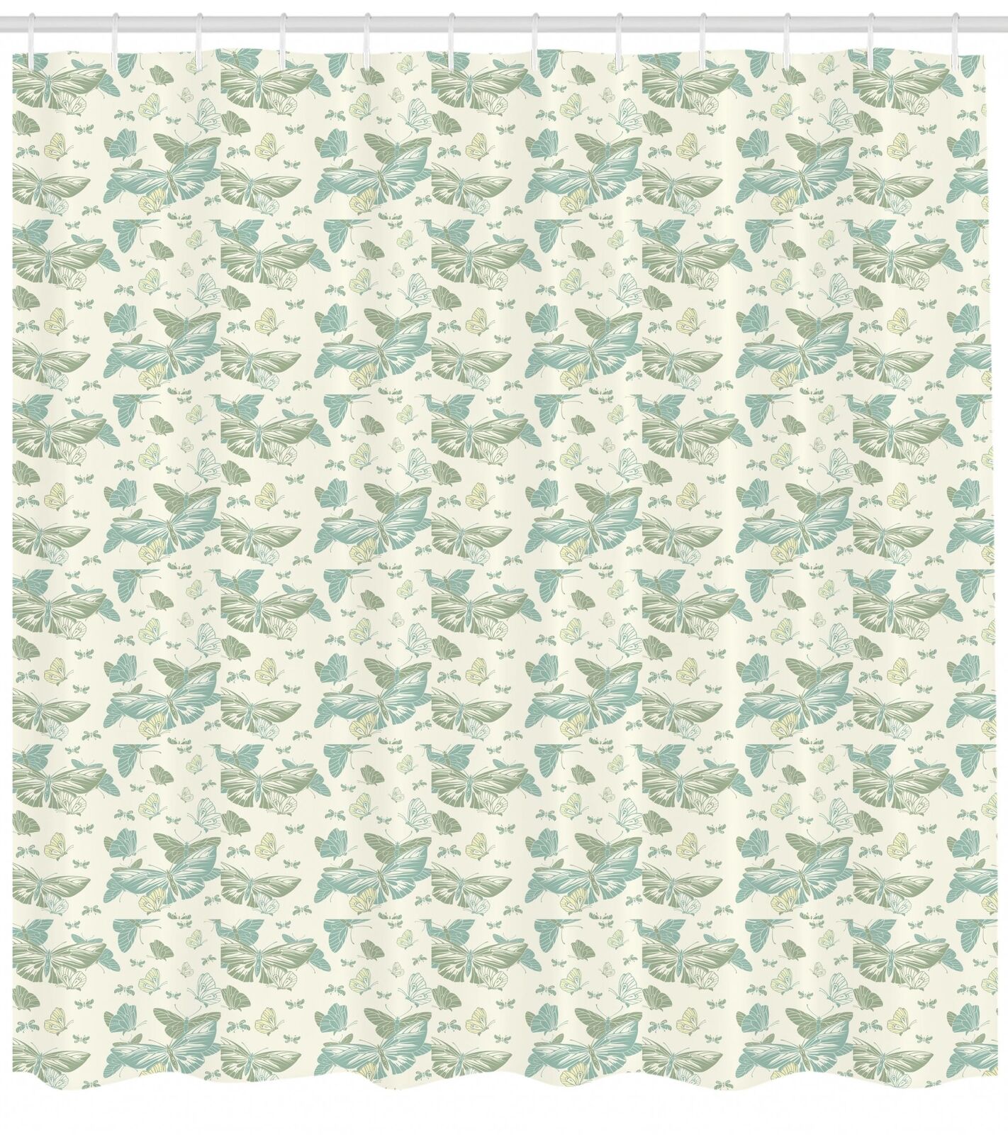 Art Nouveau Style Fabric Shower Curtain, Vintage Bathroom Accessory With Delicate Design