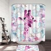 Art Painting Giraffe Purple Shower Curtain Set, Creative Bathroom Decor with Wildlife Theme