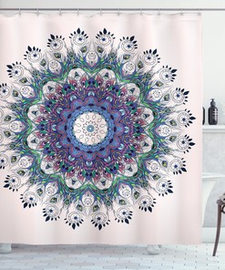 Art Peacock Print Mandala Shower Curtain for Elegant Bathroom Decor