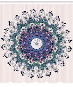 Art Peacock Print Mandala Shower Curtain for Elegant Bathroom Decor