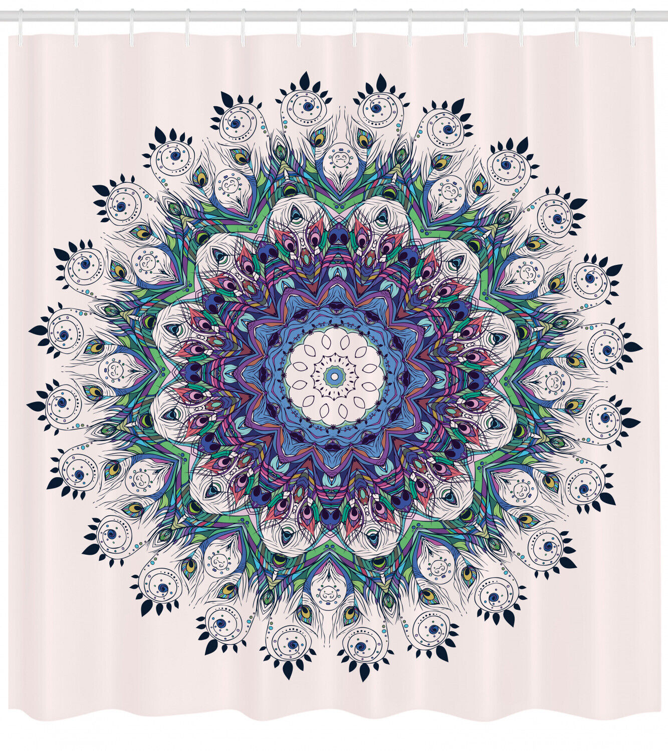 Art Peacock Print Mandala Shower Curtain for Elegant Bathroom Decor