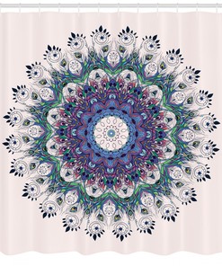 Art Peacock Print Mandala Shower Curtain for Elegant Bathroom Decor
