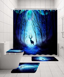 Art Starry Sky Forest Elk Deer Shower Curtain - Wilderness In Your Bathroom