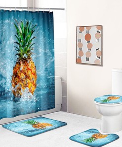 Art Water Fruit Pineapple Print Shower Curtain - Refreshing Tropical Design