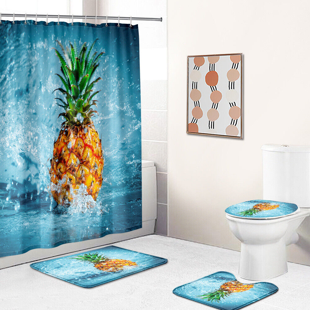 Art Water Fruit Pineapple Print Shower Curtain - Refreshing Tropical Design