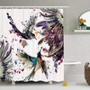 Art With Lily Flowers Birds And Color Splashes Shower Curtain For Bathroom