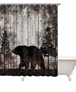 Artbones Bear Cabin Rustic Shower Curtain Decoration - A Cozy And Warm Addition To Your Bathroom