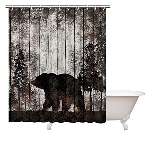 Artbones Bear Cabin Rustic Shower Curtain Decoration - A Cozy And Warm Addition To Your Bathroom