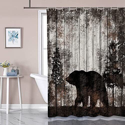 Artbones Bear Cabin Rustic Shower Curtain Decoration - A Cozy And Warm Addition To Your Bathroom - Image 4