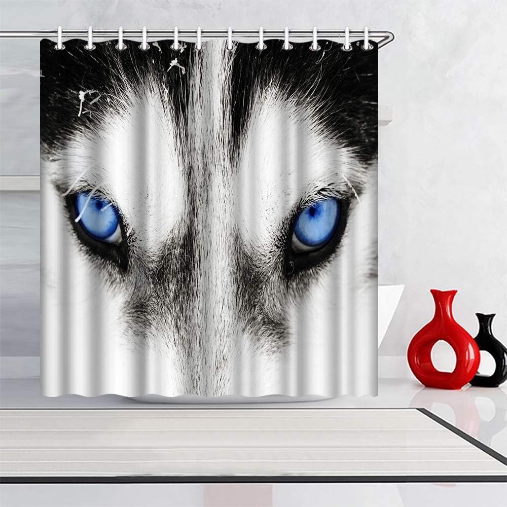 Artbones Blue Eyes Husky Wolf Dog Shower Curtain - Animal Lovers Bathroom Decor - Image 2