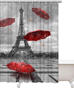 Artbones Eiffel Tower Paris Shower Curtain - Romantic Cityscape Design