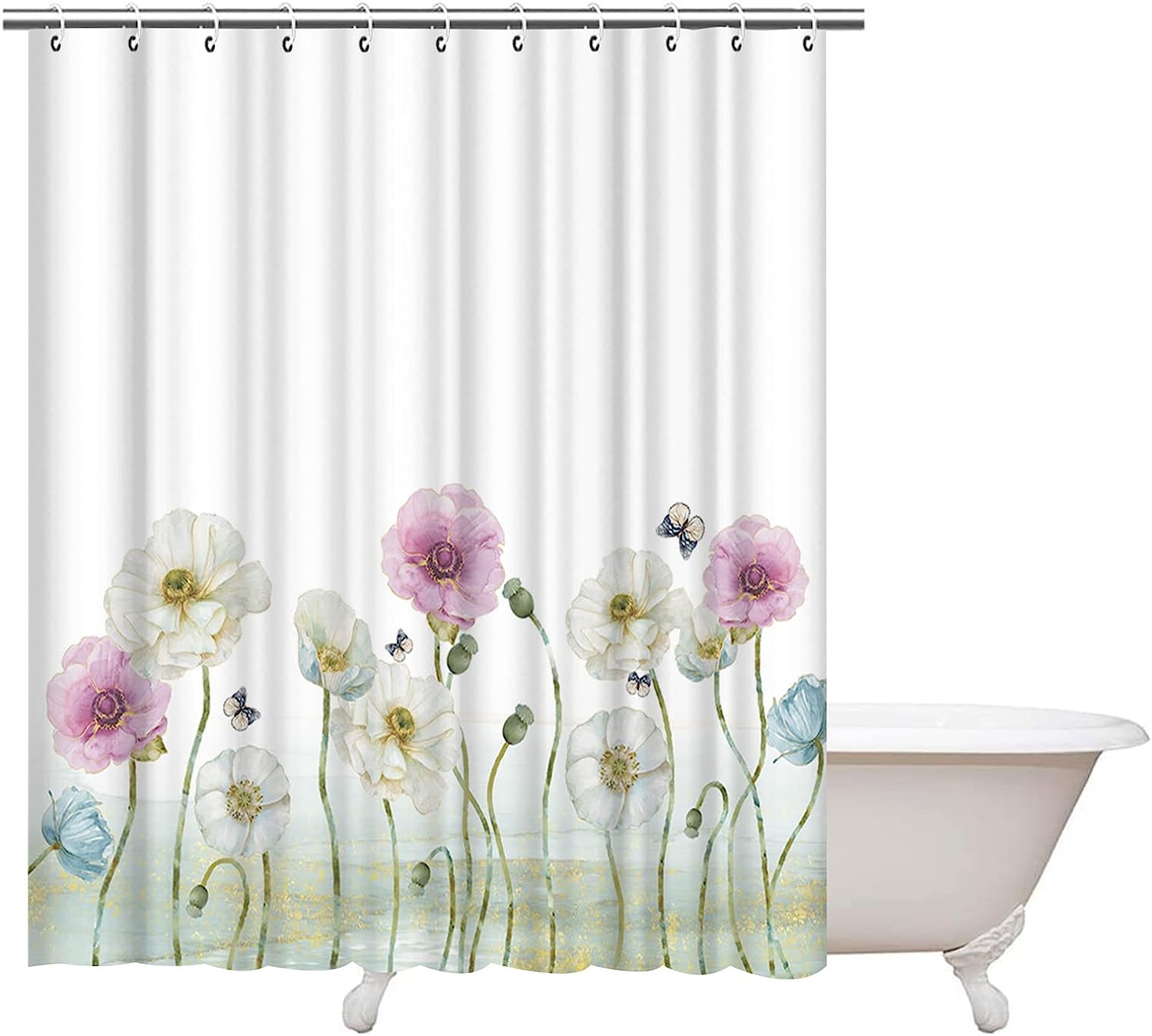 Artbones Elegant Poppy Flower Shower Curtain - Springtime Beauty In Your Bathroom