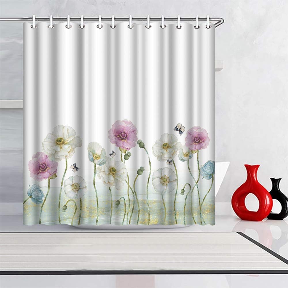 Artbones Elegant Poppy Flower Shower Curtain - Springtime Beauty In Your Bathroom - Image 2