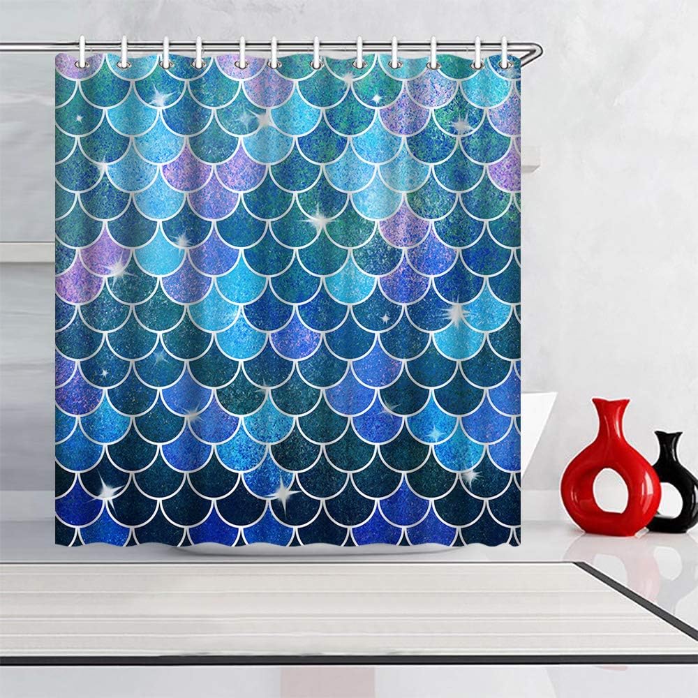 Artbones Mermaid Fish Scale Shower Curtain - Underwater Fantasy Bathroom Decor - Image 2