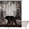 Artbones Rustic Bear Shower Curtain - Vintage Cabin Bathroom Decor
