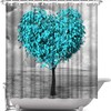 Artbones Teal Blue Tree Heart Shower Curtain - Romantic Tree Design
