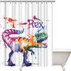 Artbones Watercolor Dinosaur Shower Curtain - Jurassic Adventure Bathroom Decor
