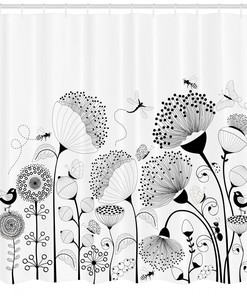 Artful Shower Curtain with Nature Pattern & Colorful Butterflies Print for a Whimsical and Charming Bathroom Decor