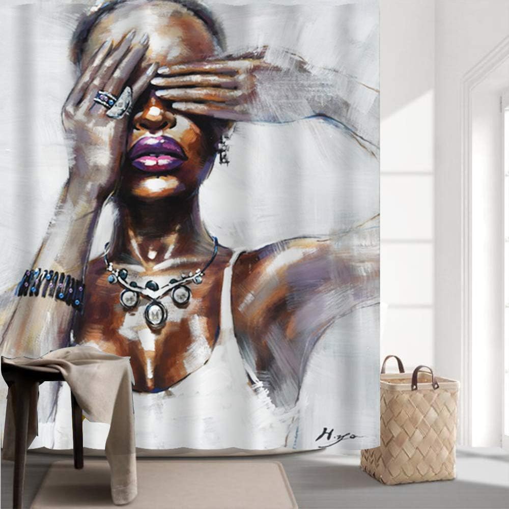 Artinme African American Women Shower Curtain - Black Art Bathroom Decor - Image 3