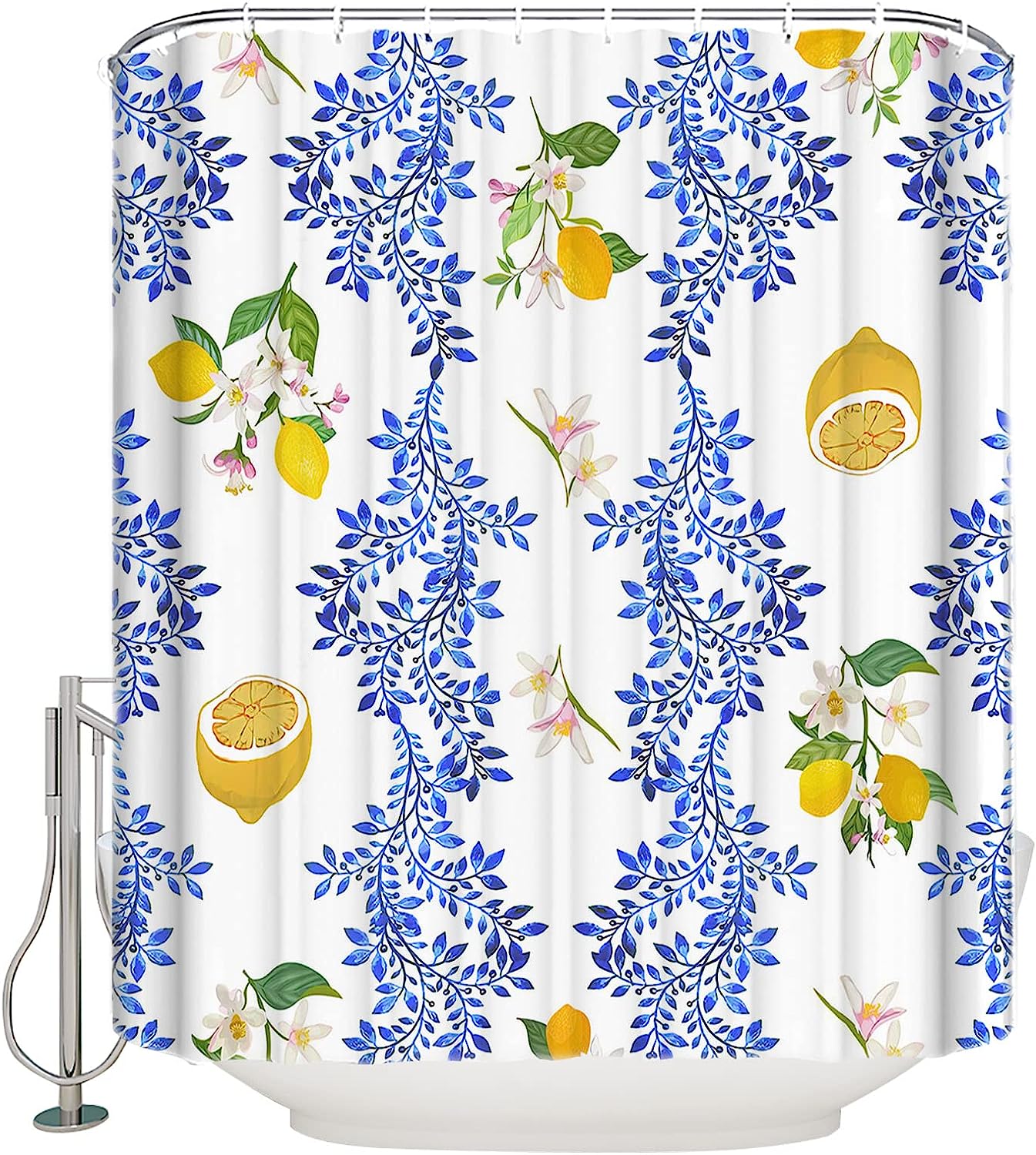 Artistic And Modern White Flowers Shower Curtain For Chic Bathrooms