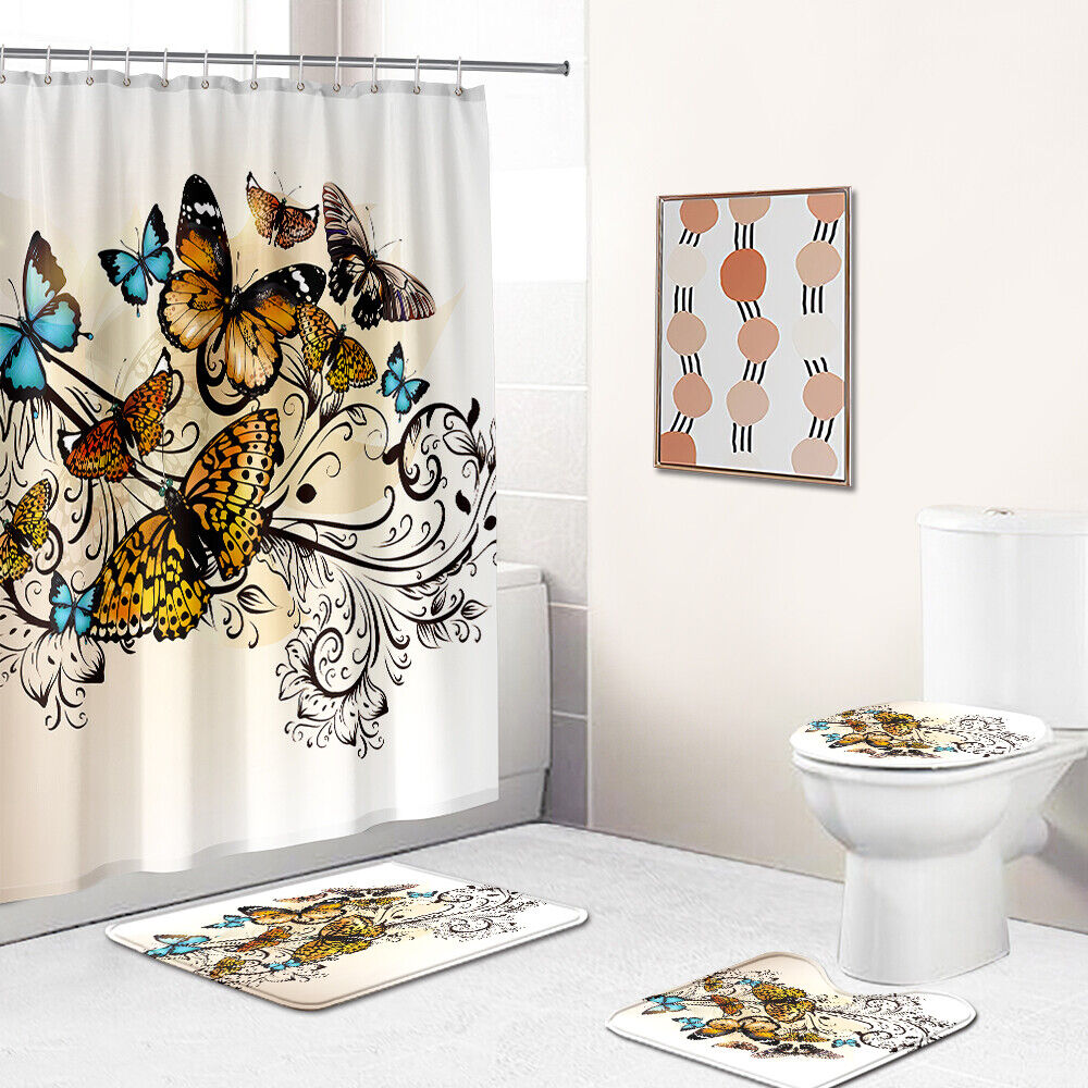 Artistic Bathroom Decor: Beautiful Butterfly Shower Curtain