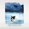 Artistic Bathroom Shower Curtain - Orca Painting Colorful Modern Decor