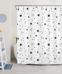 Artistic Black and White Star Shower Curtain for Modern Bathroom