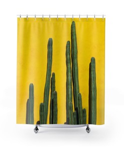 Artistic Boho Chic Cactus Shower Curtain With Waterproof Fabric For Modern Bathroom Decor