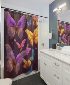 Artistic Butterfly And Fantasy Boho Shower Curtain For A Bohemian Bathroom