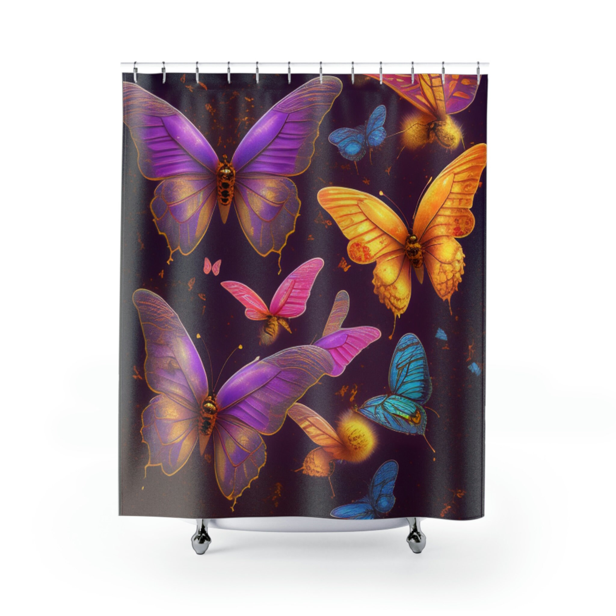 Artistic Butterfly And Fantasy Boho Shower Curtain For A Bohemian Bathroom - Image 2