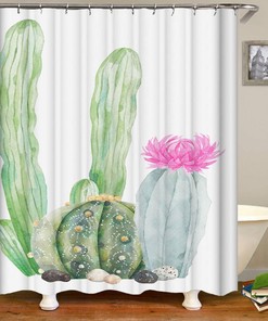 Artistic Cactus Collection Shower Curtain for Boho Bathroom Decor