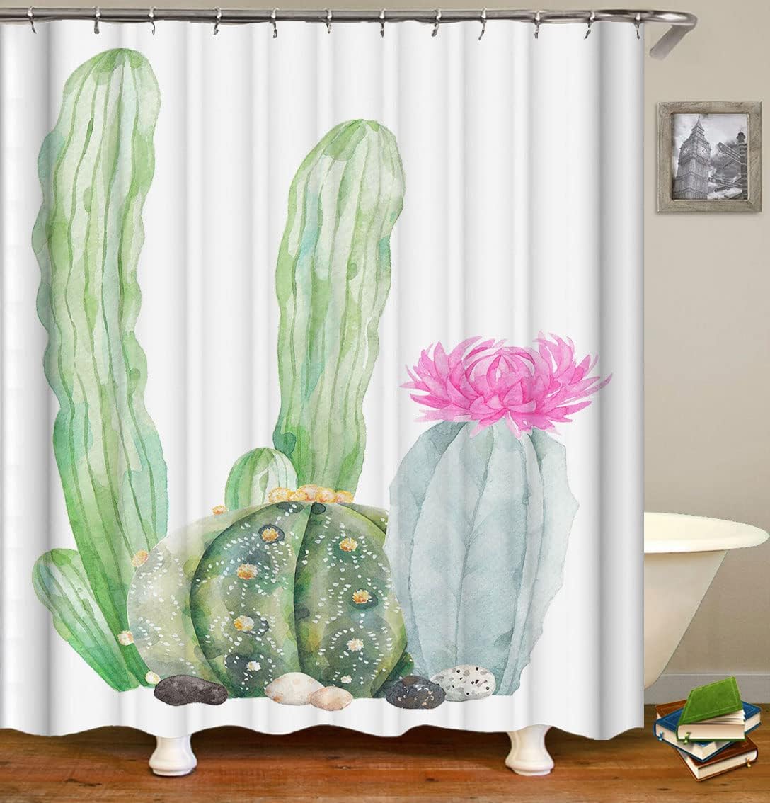 Artistic Cactus Collection Shower Curtain for Boho Bathroom Decor
