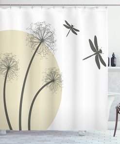 Artistic Dandelions Spring Dragonfly Shower Curtain For Your Refreshing Bath