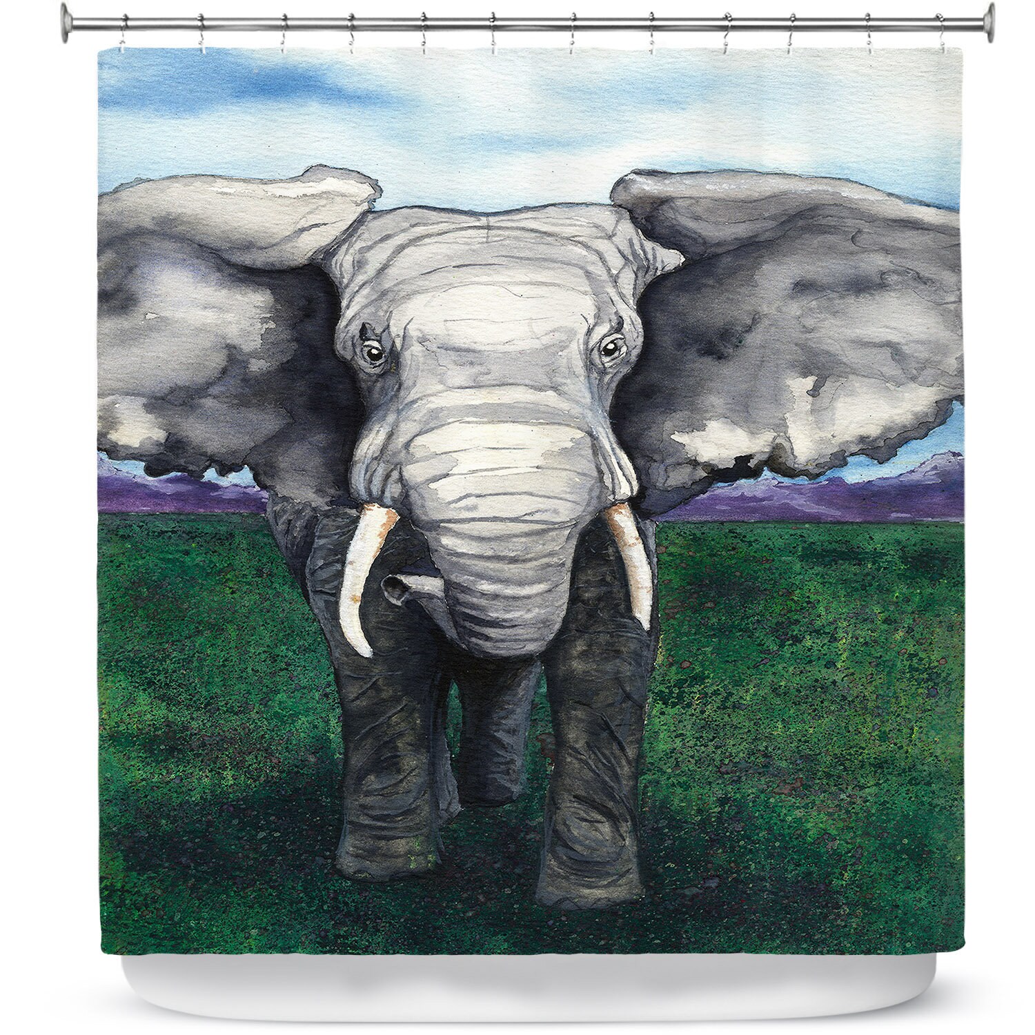 Artistic Elephant Painting Shower Curtain - Modern Bathroom Decor