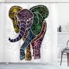 Artistic Elephant Shower Curtain With Mosaic African Animal Print For Your Bathroom