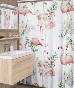 Artistic Flamingo Shower Curtain For A Chic Bathroom
