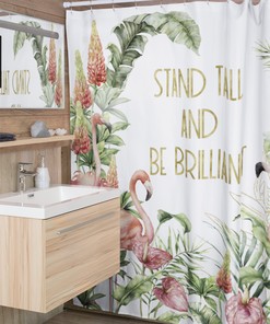 Artistic Flamingo Shower Curtain For A Chic Bathroom