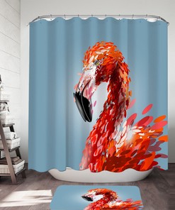 Artistic Flamingo Shower Curtain - Tropical Bird Bathroom Accessory