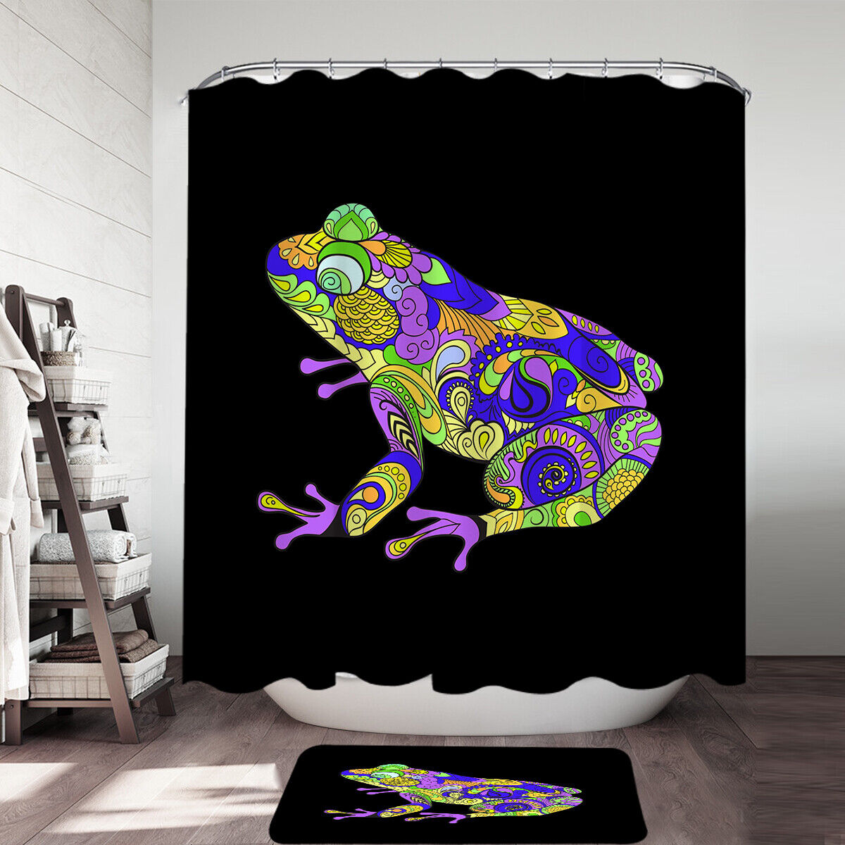 Artistic Frog Shower Curtain - Green Nature Bathroom Decor