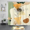 Artistic Geometric Pattern Sunflower Print Shower Curtain for Bathroom