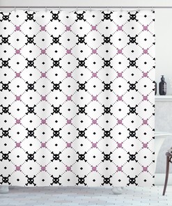 Artistic Girly Skull And Crossbones Pattern Shower Curtain Design