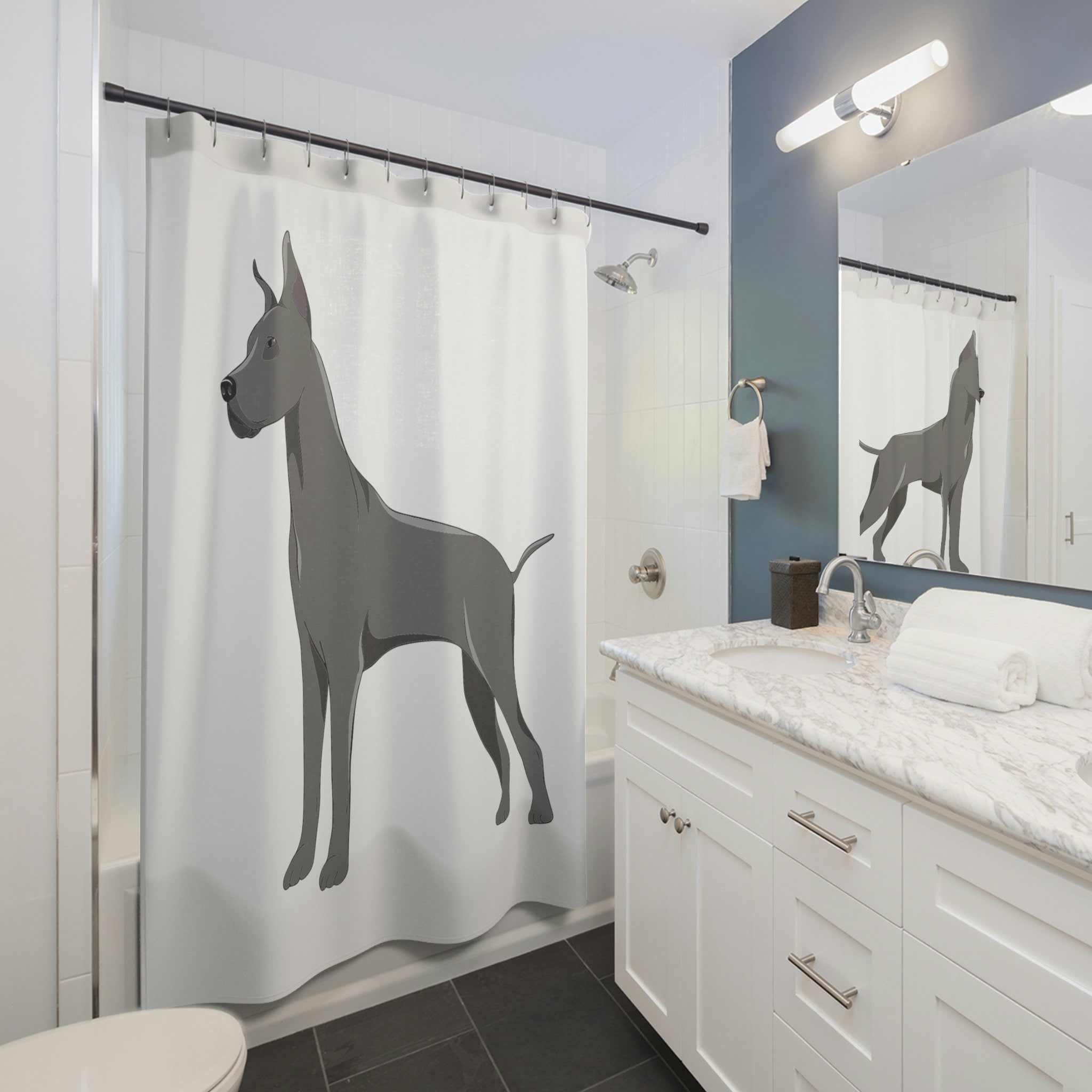 Artistic Great Dane Printed Shower Curtain For Dog Lover Gifts