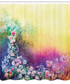 Artistic Ivy Print Floral Shower Curtain With Spring Flowers For Bathroom