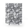 Artistic Jungle Leaves Shower Curtain with Black White Boho Pattern