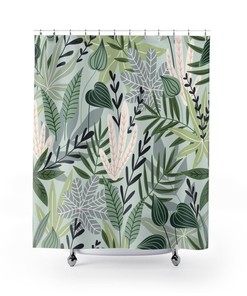 Artistic Jungle Theme Shower Curtain Set for Stylish Bathroom Decor 