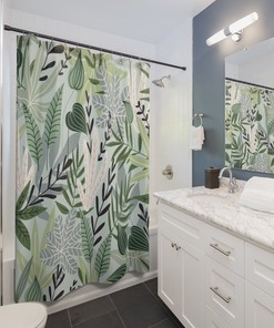 Artistic Jungle Theme Shower Curtain Set for Stylish Bathroom Decor