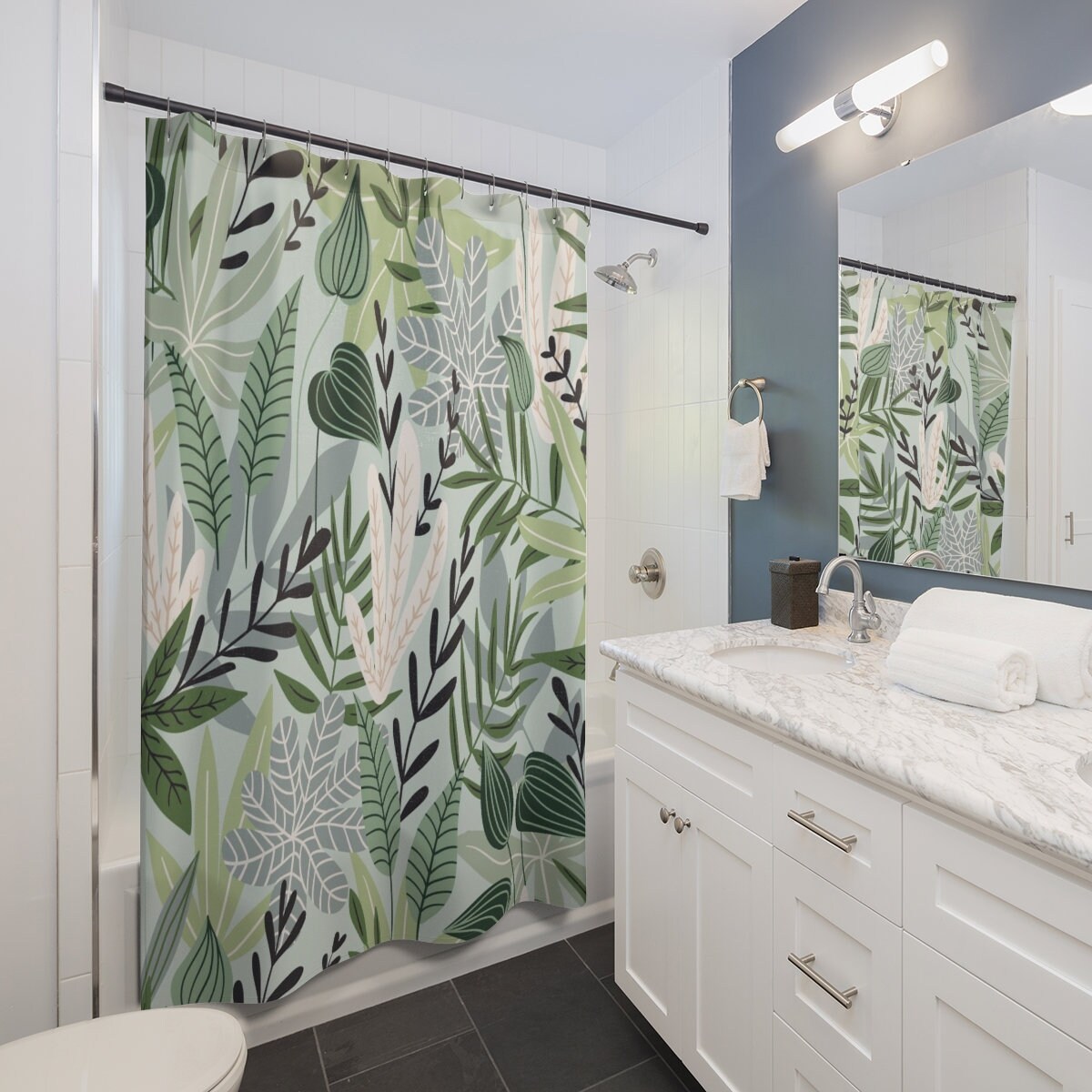 Artistic Jungle Theme Shower Curtain Set for Stylish Bathroom Decor