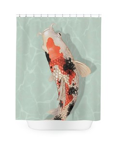 Artistic Koi Fish Shower Curtain for Decorative Bathroom, Resistant to Mold and Mildew