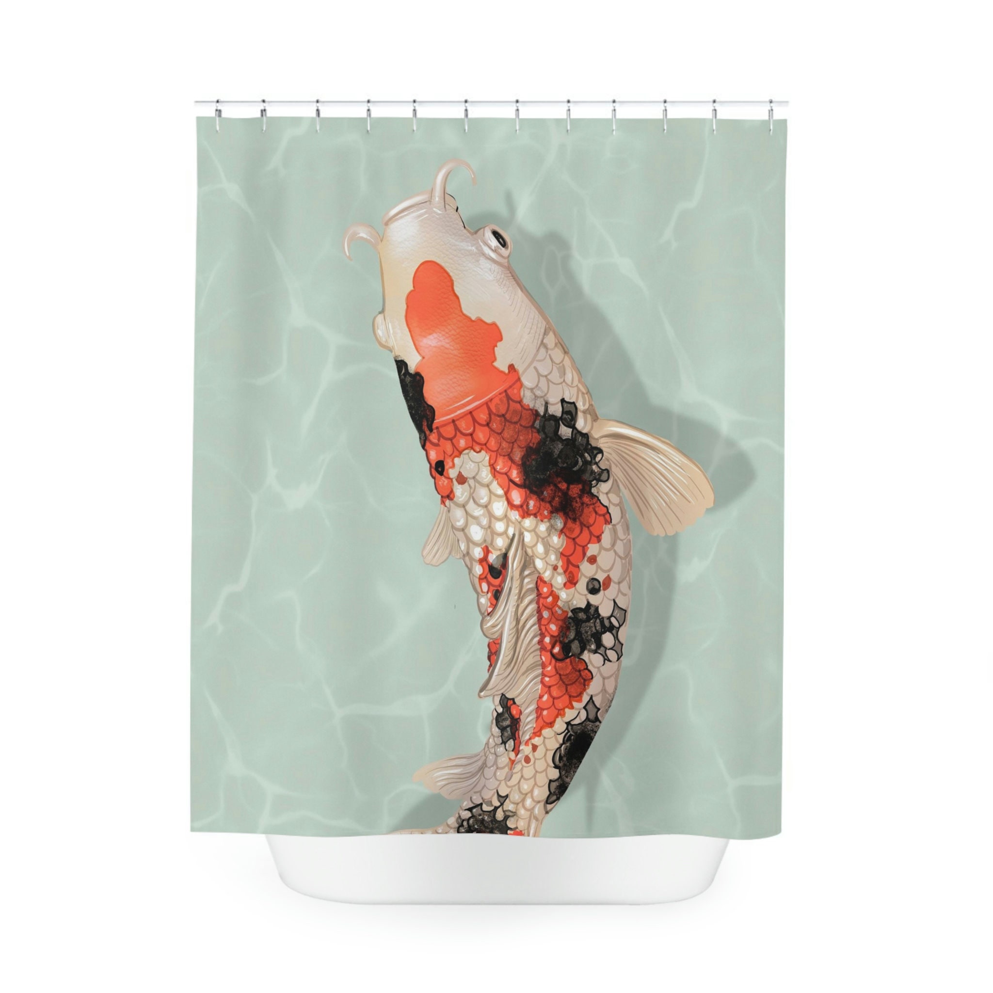 Artistic Koi Fish Shower Curtain for Decorative Bathroom, Resistant to Mold and Mildew