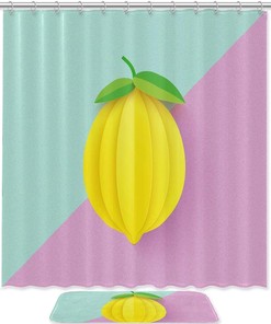 Artistic Lemon Green Shower Curtain Colorful Addition to Your Bathroom